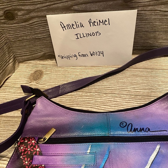 Used in good condition Anna by Anuschka Dreamy Peacock Crossbody Hobo - Picture 7 of 13